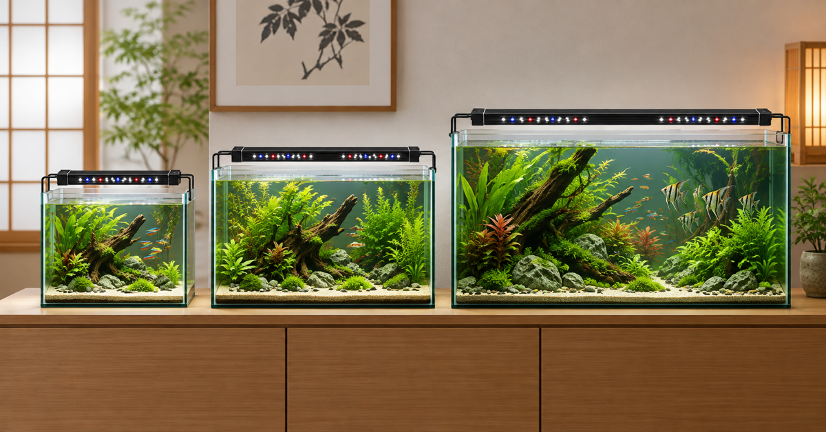 水槽ライトのサイズ選び：水槽幅28〜90cm対応モデルの見分け方
