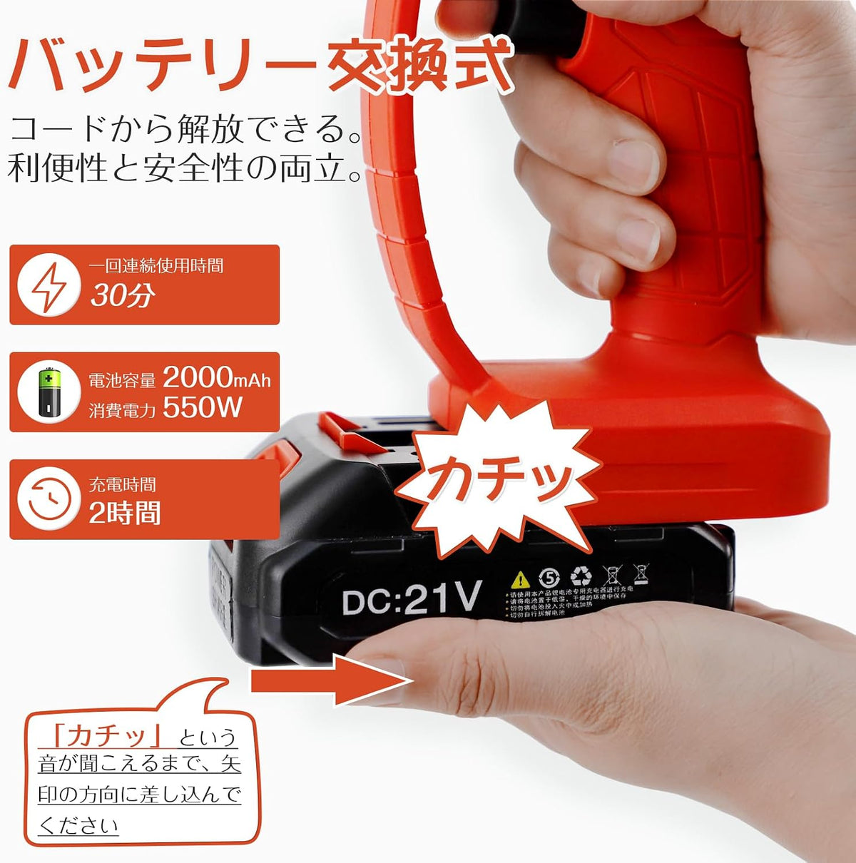 チェーンソー 充電式 6インチ 2000mAH大容量 電動チェーンソー 21v 軽量 片手 小型チェーンソー 木工切断 枝切り 商品画像 2
